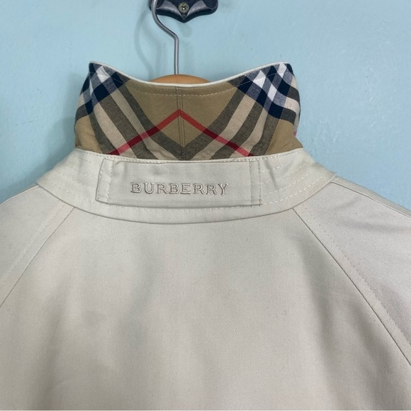 Burberry Womens Car Coat Nova Check Plaid Sz 12‎ R Cream - Picture 9 of 16